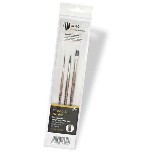 lineo | ERGO SHARPY ALLROUND penselen ○ 3-set — synthetisch haar 