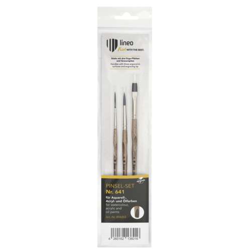 lineo | ERGO SHARPY ALLROUND penselen ○ 3-set — synthetisch haar 